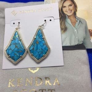 NWT KENDRA SCOTT ALEX GLD VEINED TURQUOISE